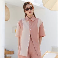 Parachuteshop - CURL shirt เสื้อเชิ้ตทรง oversize ตัดต่อดีเทลโค้ง curve