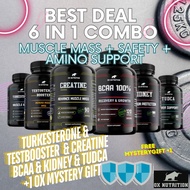 OX NUTRITION MUSCLE MASS SET 6 IN 1 MEGA COMBO 100% NATURAL [BCAA & CREATINE & TURKES & TESTB& KIDNE