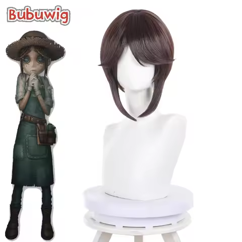 Bubuwig Synthetic Hair Emma Woods Cosplay Wigs Identity V Emma Woods Women Short Straight Dark Brown
