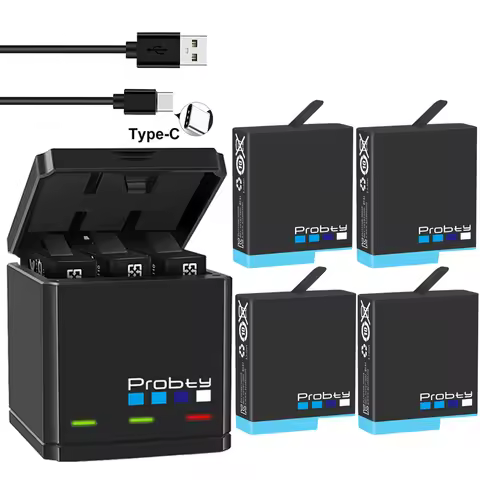 Probty decoding li battery for Gopro 8 7 6 and 3 in 1 storage box charger for go pro hero 8 6 7 hero