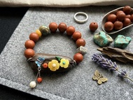 紅矽石原木蜜蠟 S925 銀飾手串