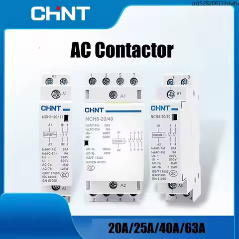 CHINT NCH8 20A 25A 40A 63A 1NO 1NC 2NO 2NC 4NO 2P 4P Din Rail Household MIni AC Contactor 220V 230V 