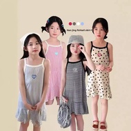 Girls Dress 3-15Y / 90-160cm Summer Dress Halter Neck Ice Silk Mermaid Skirt Korean