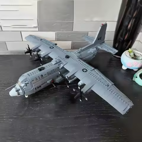 High-Tech MOC Brick 06023 AC130 Air Gunship Fighter Military Battlefield Series Tightly Assembled To