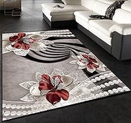 3D Area Rug 5x7 Floral Washable Living Room Kitchen