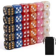 30pcs 16mm D6 Dice Mixing Color Rounden Corner Dice for Tabletop Game DND RPG