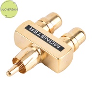 uloveremn Copper Gold Plated RCA Audio Video Splitter 1 Male to 2 Female Converter Adapter SG