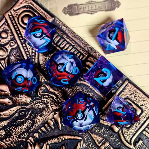 DnD Dice Set with Elf Sphere, 7-piece Polyhedron, Light Purple Dice, Used for Dungeon and; Dragon, R