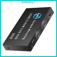KOKO Portable KVM Switching Metal Construction For 2 PC Supports Fast Speed USB3 0 Data