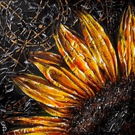 Sunflower Painting Oil Fine Art Original Abstract Flower Canvas on Cardboard