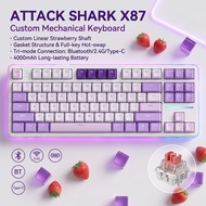 Attack Shark X87 Gaming Keyboard Type-C Wired 2.4G Bluetooth Triple Connection Slotted PC Plate 1.2m