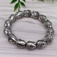 Antique antique Tibetan Silver Buddha head Bracelet Buddha bead bracelet retro national style
