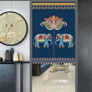 Living Room Door Curtain Japanese Style Half Curtain Door Curtain Fabric Door Curtain Elephant Good Luck Bedroom Partition Curtain Kitchen Windshield Curtain Bathroom Toilet Block Curtain Perforation-Free Curtain Product Attention Remind Those who Place O
