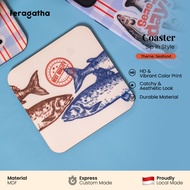 FERAGATHA Coaster Rectangle Coaster, aesthetic Seafood theme drink Coaster