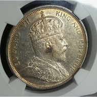 Malaya Straits Settlements King Edwards VII Silver Coin 1 Dollar Year 1903 ( Incuse B) Graded Uncirc