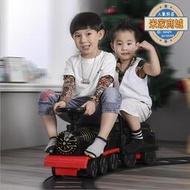 可坐人電動小火車 兒童學步車玩具3歲軌道車停車場男童四輪汽車