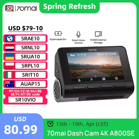 70mai 4K Dash Cam A800SE Upgraded Version of 70mai A800S Voice Control Supercapatior GPS ADAS Car DV