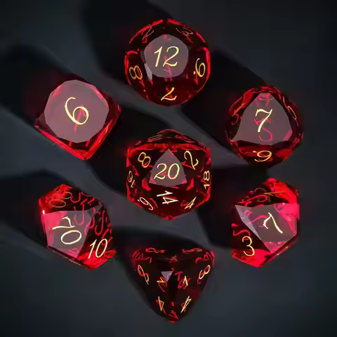 Creative Angled Glass Dice DND Handmade D4-D20 Polyhedral Gemstone Dice Set with Leather Box for D&D