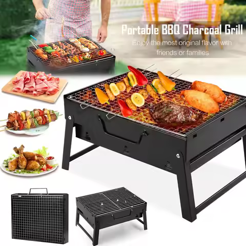 35/44CM Folding Charcoal Barbecue Grill Portable Outdoor Barbecue Stove BBQ Grill, Mini Camping Beac