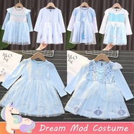 Elsa Frozen Cinderella Alice Long Sleeve White Blue Princess Dress For Kids Girl Halloween Christmas Casual Baby Clothes