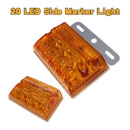 2x 24V Waterproof Amber Side Marker Light 20 LED Car Truck External Lights Squarde Warning Tail Light Signal Lamps Trail
