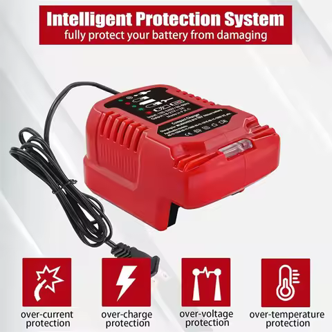 100V-240V Portable Li-ion Battery Mini Compact Charger for Milwaukee 18V Lithium Battery Replacement