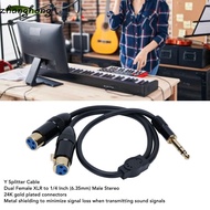 ZHANGHONG Dual XLR Female to 1/4in Male, 0.5m / 1.6ft Stereo Audio 6.35mm TRS to 2 XLR Y Splitter Ca