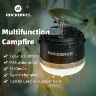 ROCKBROS แคมป์ปิ้งไฟฉุกเฉิน USB ชาร์จไฟได้โคมไฟกันน้ำเต็นท์กลางแจ้งแม่เหล็ก5โหมดไฟฉาย LED