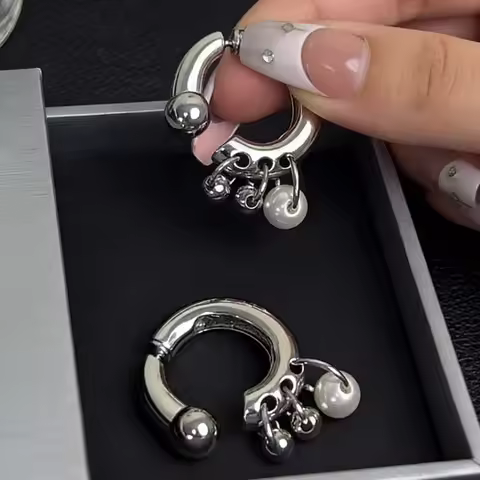 Fashion Imitation Pearl Tassel Earrings for Women Exquisite Before After Detachable Wearing Dangle E