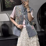denim jacket woman denim vest woman Blue Denim Vest for Women - Casual Commuter Design