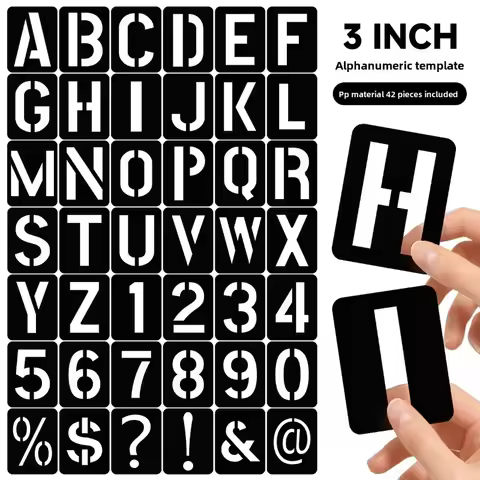 Black PP Hollow Out Number Letter Symbol Stencils DIY Wall Furniture Painting Templates Craft Plasti