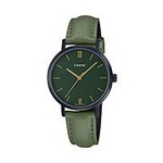 [Powermatic] Casio LTP-VT02BL-3A Green Leather Strap Women's Analog Watch