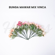 Bunga Mawar Latex Premium / Bunga Mawar Artificial / Bunga Mawar Palsu Plastik / Bunga Mawar Mix Vinca