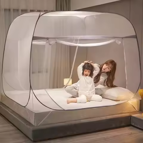 New No Installation Mongolian Yurt Mosquito Net Foldable Double Door Full Bottom for 1.2 1.5 1.8m Ho