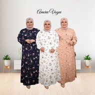 30099-2 Amoree Plus Size XL To 4XL Silk Crepe Close Neck Small Floral Full Button Long Jubah Cardingan Maxi Dress Muslimah