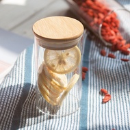 Get HY/ Glass Tea Caddy Tea Jar Bamboo Transparent Sealed Jar Small Jar Tea Box Preservation Jar Sto