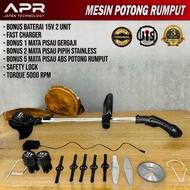 Mesin Pemotong Rumput Cas Listrik 15V 2 Baterai Fullset Alat Potong Babat Rumput Elektrik