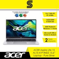 ACER Aspire Lite 15 AL15-41P-R4DZ Laptop - 15.6" IPS/R7-5700U/16GB D4/512GB SSD/Win11 Home