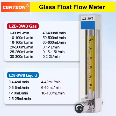 LZB‑3WB Glass Rotor Flow Meter Variable Area Rotameter Float Flow Meter for Gas/Liquid Small Low Flo
