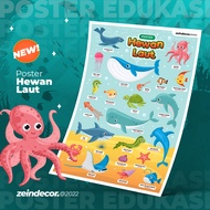 POSTER EDUKASI HEWAN LAUT | POSTER BINATANG LAUT | POSTER SEA ANIMALS