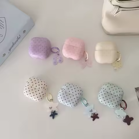 Colorful Wave Polka Point Dot Star Keychain Earphone Case For Huawei FreeClip 2 Protective Cover for