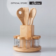 [Payday] DKW GW-112 ชุดอุปกรณ์เครื่องครัว + ขวดเครื่องปรุง ไม้ยางพารา 5 pcs Kitchen tools with 8pcs pots &amp; holder