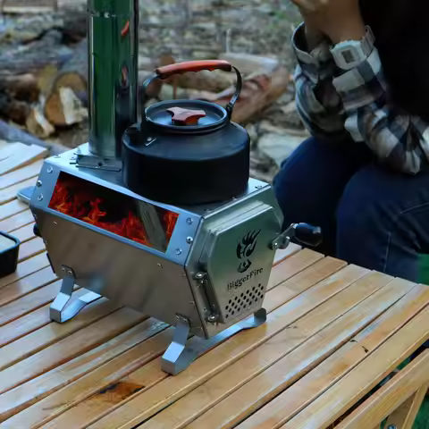 Outdoor Camping Rocket Stove, Portable Wood-Burning Camping Stove, Smokeless Wood-Burning Rocket Sto