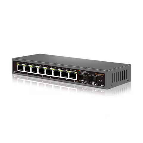 Bullscom 10-Port Network Switch | 8 x 2.5Gb Ethernet + 2 x 10Gb SFP+ | Unmanaged | Plug & Play | Hig