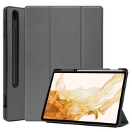 เคสฝาพับ มีช่องใส่ปากกา ซัมซุง แท็ป เอส7เอฟอี / เอส7พลัส / เอส8พลัส แบบหลังนิ่ม  Leather TPU Bottom Smart Case With Pen Slot For Samsung Galaxy Tab S7 FE / S7+ / S8+ (12.4)