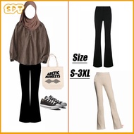 Plus Size S-3XL Bootcut Long Pants Women High Waist Korean Style Casual Vintage Black Stretchable Lo