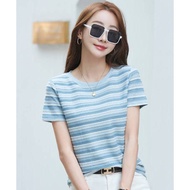 SA2449 -MSIA Ready Stock Women Plain T-Shirt Women Top Female Top 韩版条纹显瘦短袖T恤