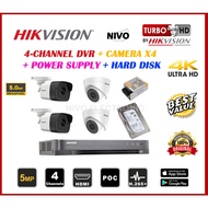 FULL SET 4-CH PACKAGE HIKVISION 5MP TURBO HD CCTV