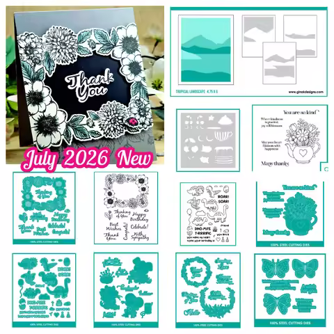 July 2o26 New Themed Steel Cutting Dies & Stamp Floral Wreath Little Makers Metal Cutting Dies Stamp