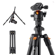 KISS K&amp;F CONCEPT Portable Camera Tripod Stand Aluminum Alloy 160cm/62.99 Max. Height 8kg/17.64lbs Load Capacity Low Angle Photography Travel Tripod with Carrying Bag for DSLR Camer